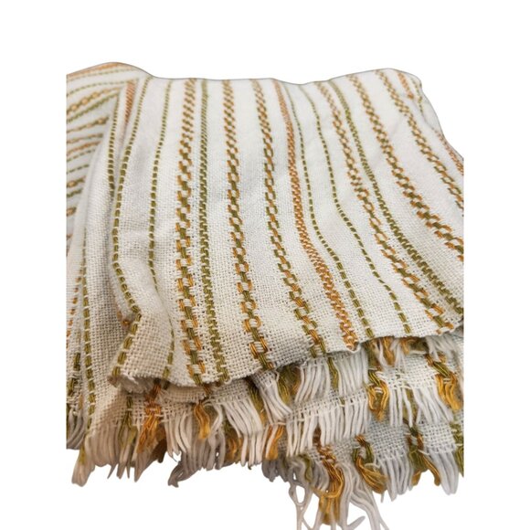 Vintage 60s-70s Woven Stripe Fabric 2 Pieces Material Retro Textile Home Decor - Picture 3 of 10